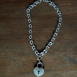 90’s Vintage Silver Heart Lock Necklace